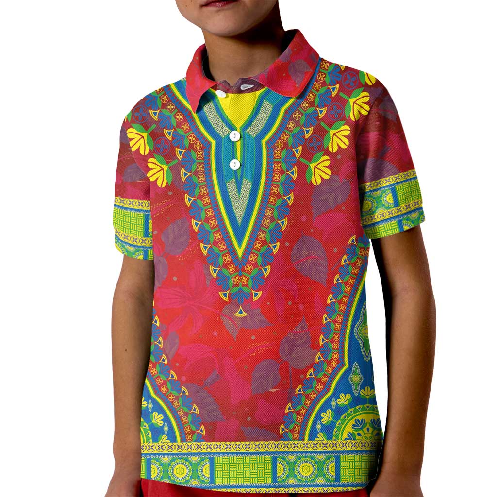 Haiti Choeblack Dashiki Style Kid Polo Shirt Red Color