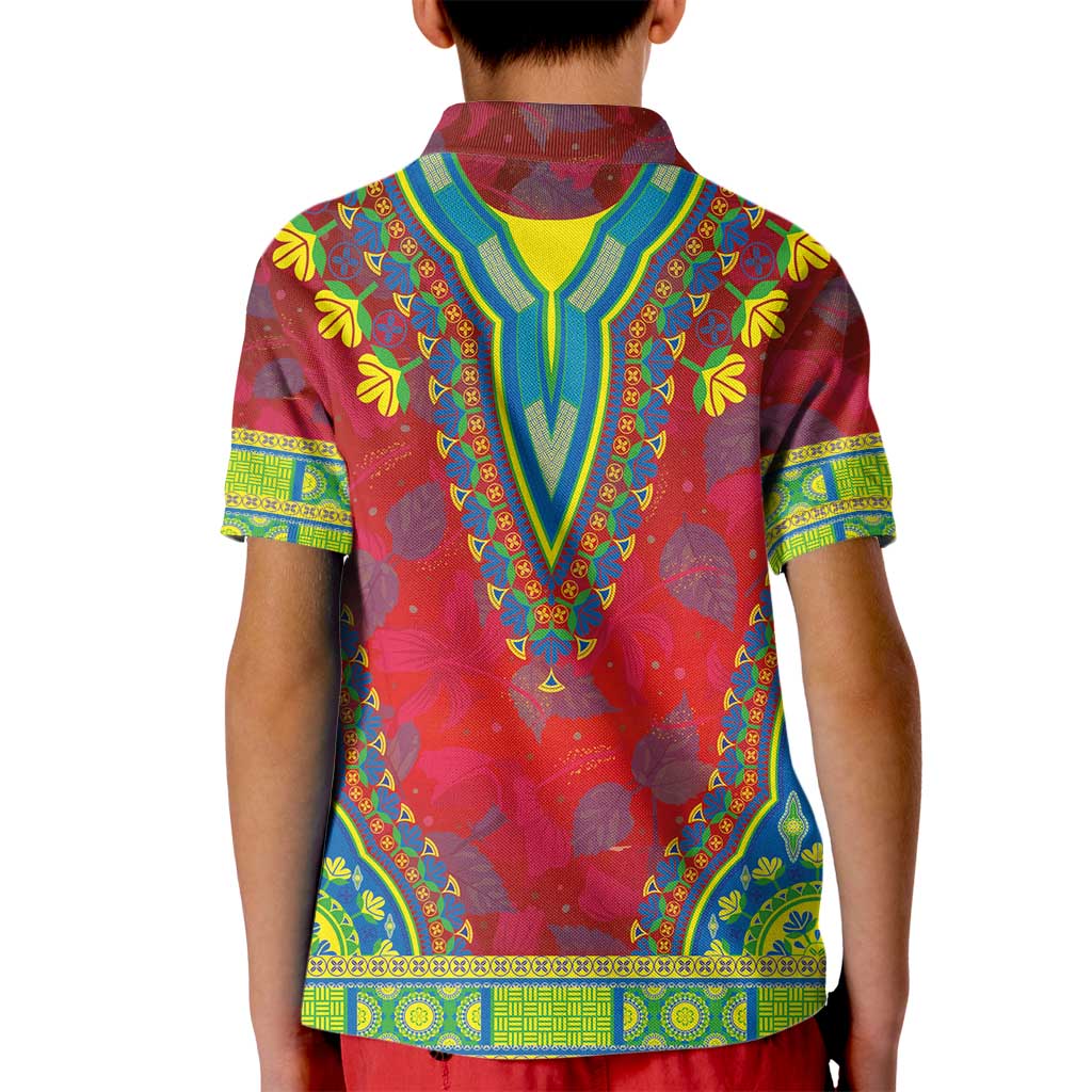 Haiti Choeblack Dashiki Style Kid Polo Shirt Red Color
