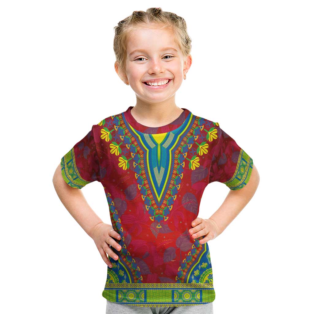 Haiti Choeblack Dashiki Style Kid T Shirt Red Color
