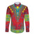 Haiti Choeblack Dashiki Style Long Sleeve Button Shirt Red Color