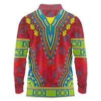 Haiti Choeblack Dashiki Style Long Sleeve Polo Shirt Red Color