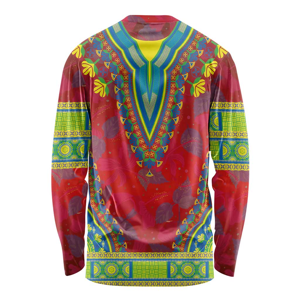 Haiti Choeblack Dashiki Style Long Sleeve Shirt Red Color