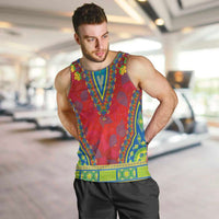 Haiti Choeblack Dashiki Style Men Tank Top Red Color