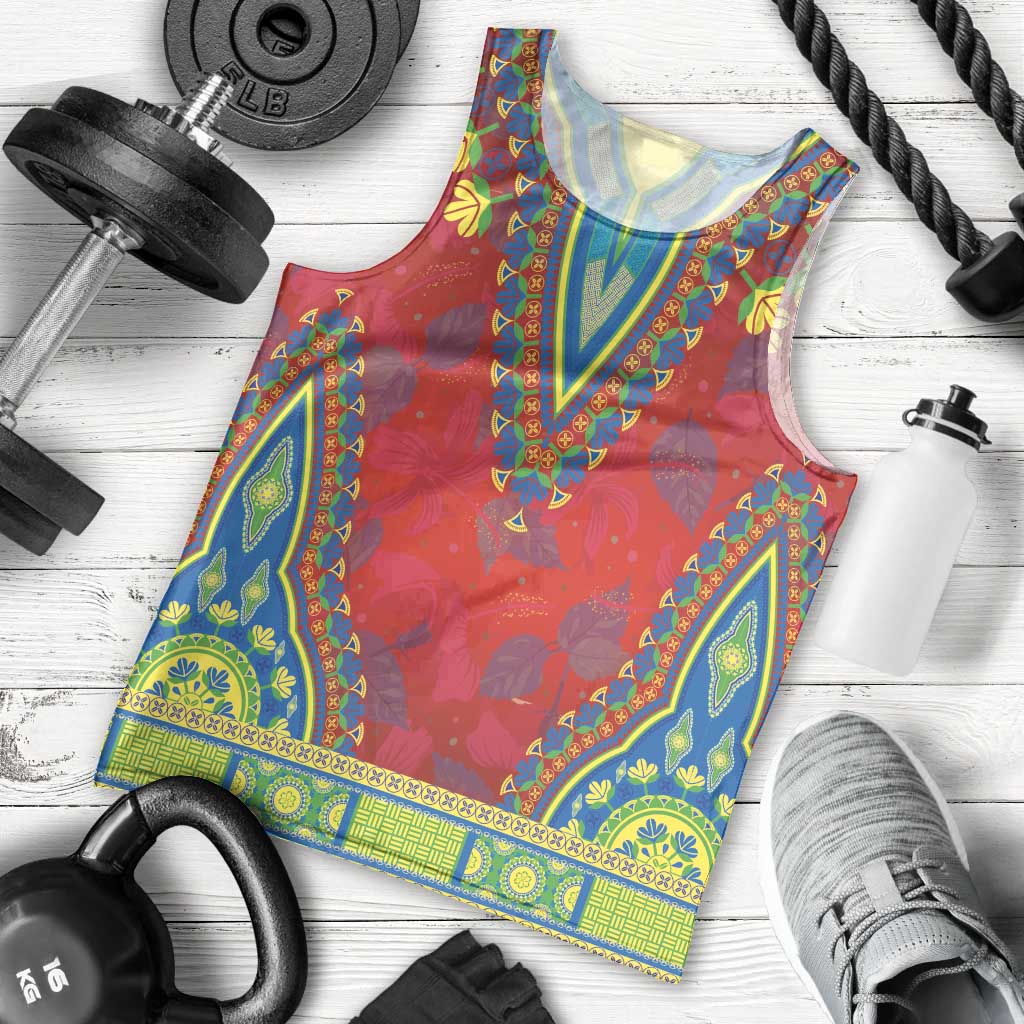 Haiti Choeblack Dashiki Style Men Tank Top Red Color