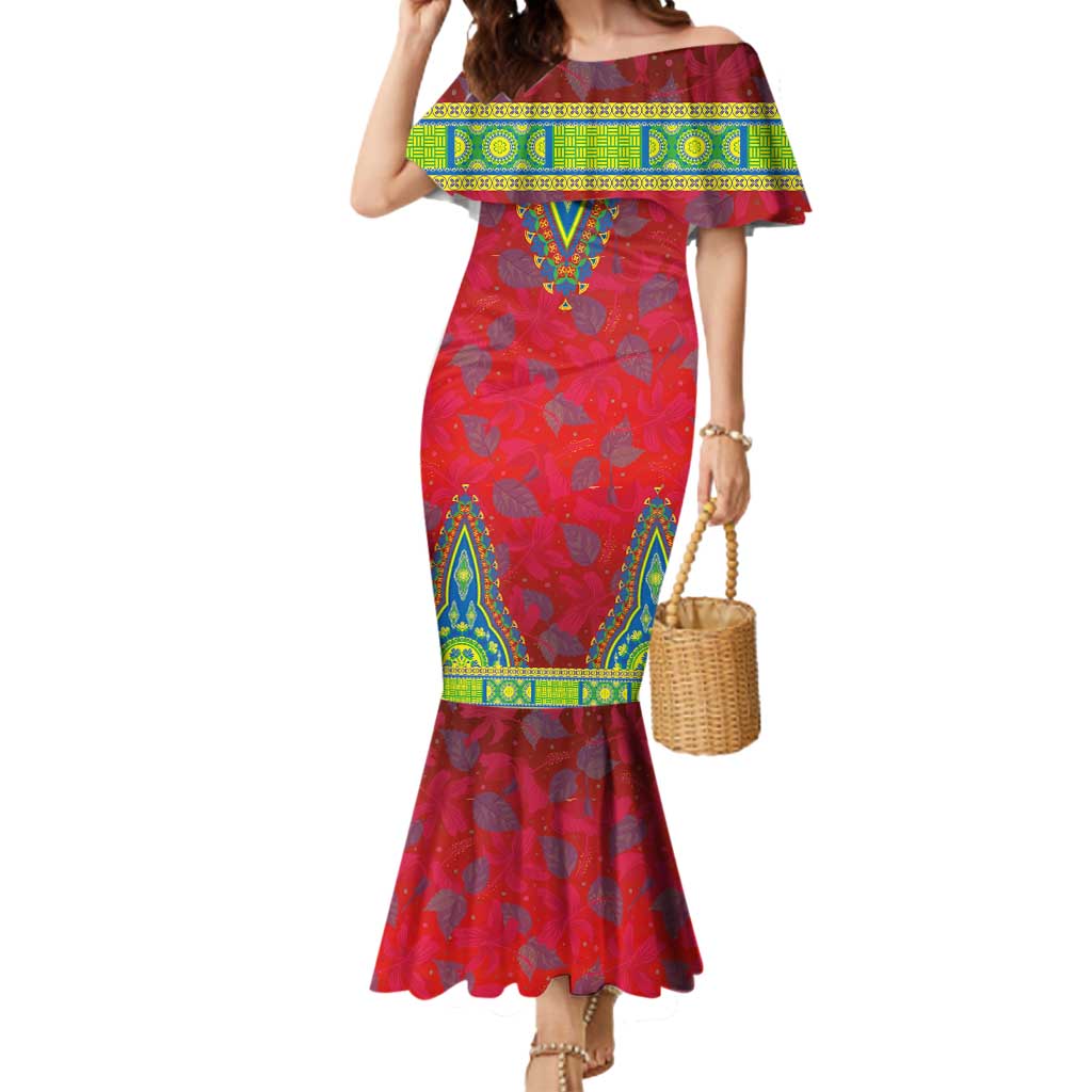 Haiti Choeblack Dashiki Style Mermaid Dress Red Color