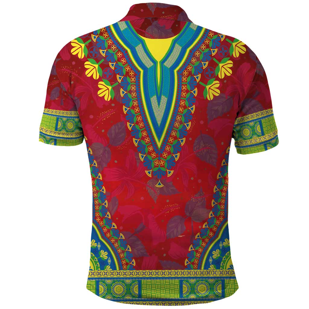 Haiti Choeblack Dashiki Style Polo Shirt Red Color