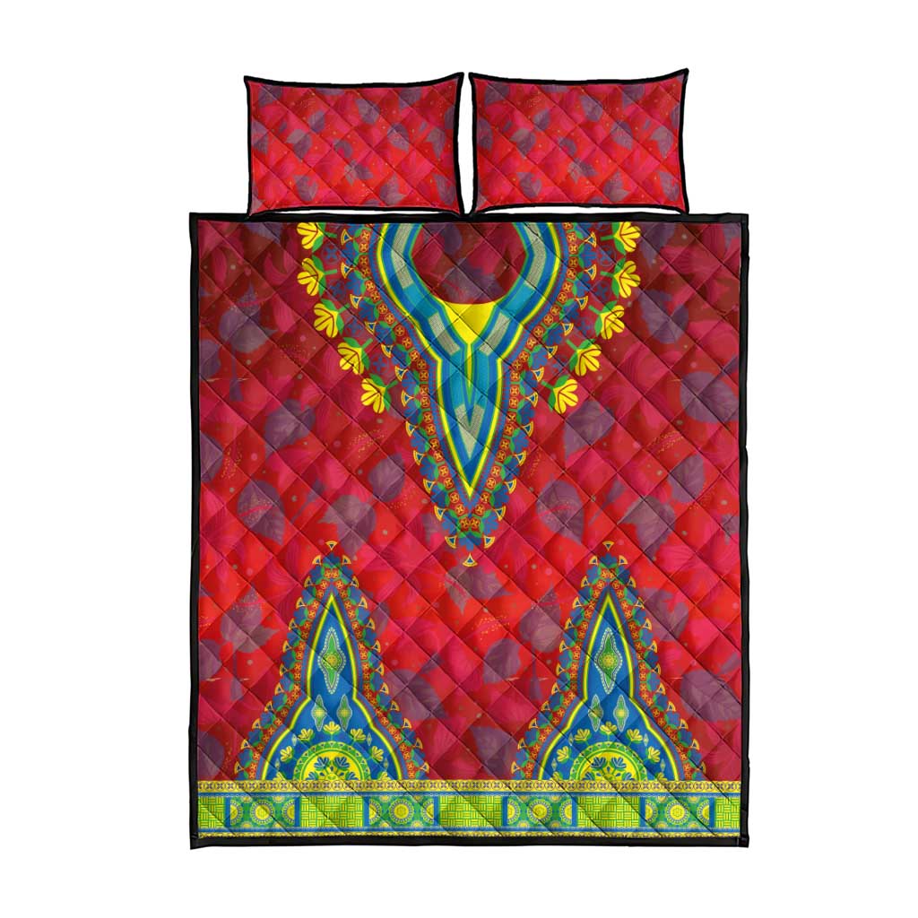Haiti Choeblack Dashiki Style Quilt Bed Set Red Color