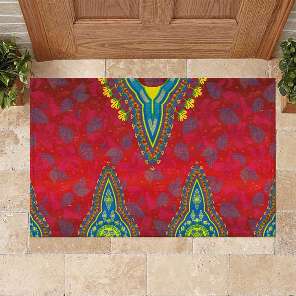 Haiti Choeblack Dashiki Style Rubber Doormat Red Color