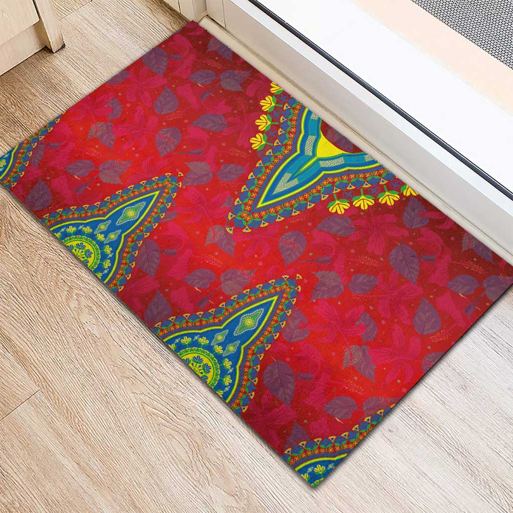 Haiti Choeblack Dashiki Style Rubber Doormat Red Color