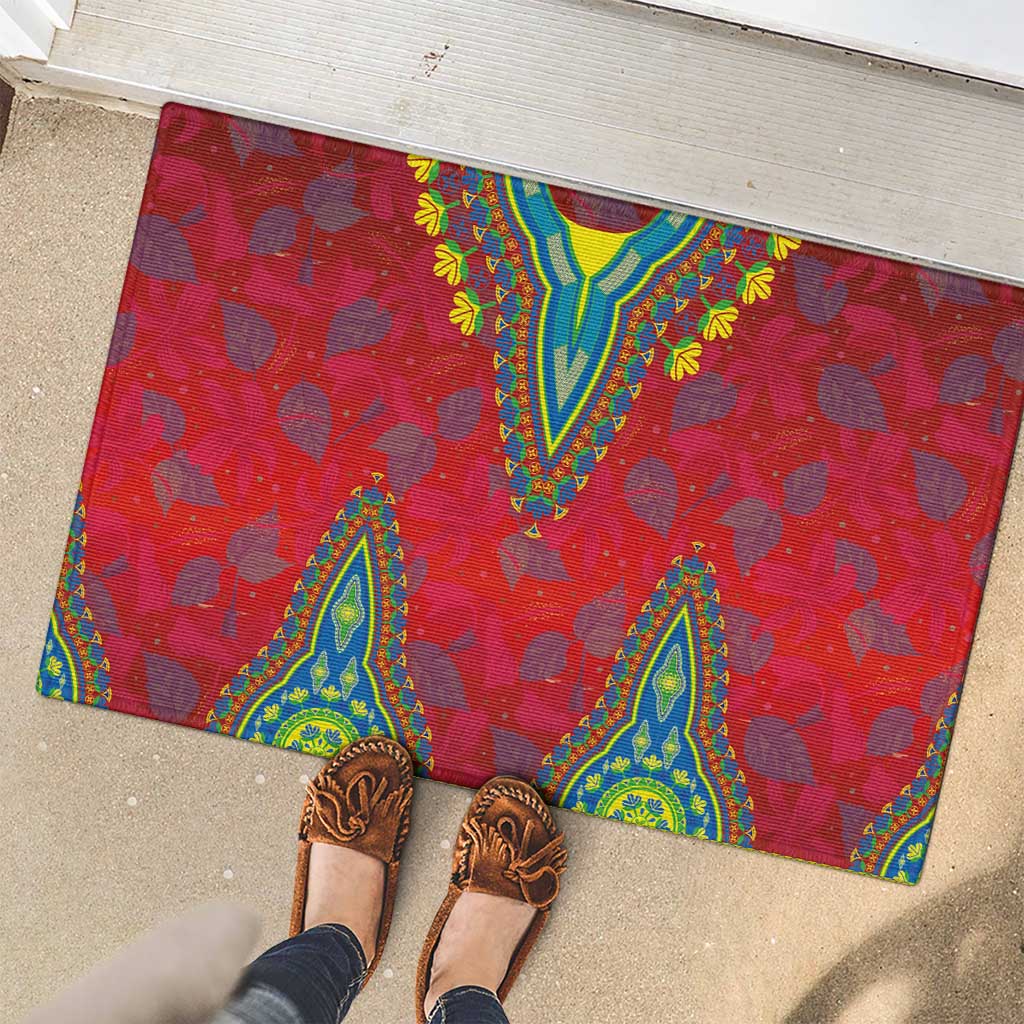 Haiti Choeblack Dashiki Style Rubber Doormat Red Color
