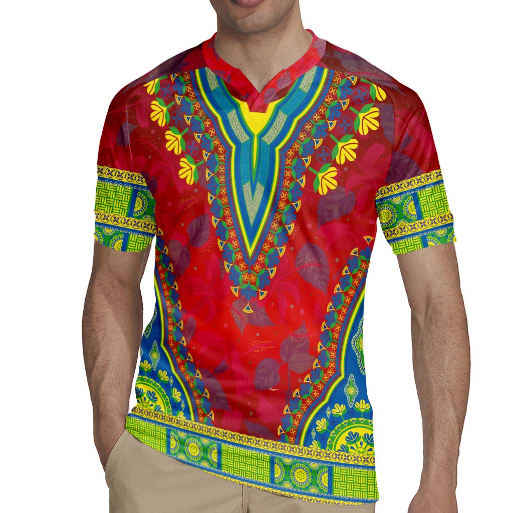 Haiti Choeblack Dashiki Style Rugby Jersey Red Color