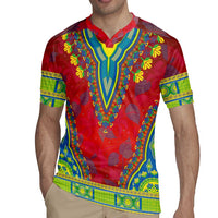 Haiti Choeblack Dashiki Style Rugby Jersey Red Color