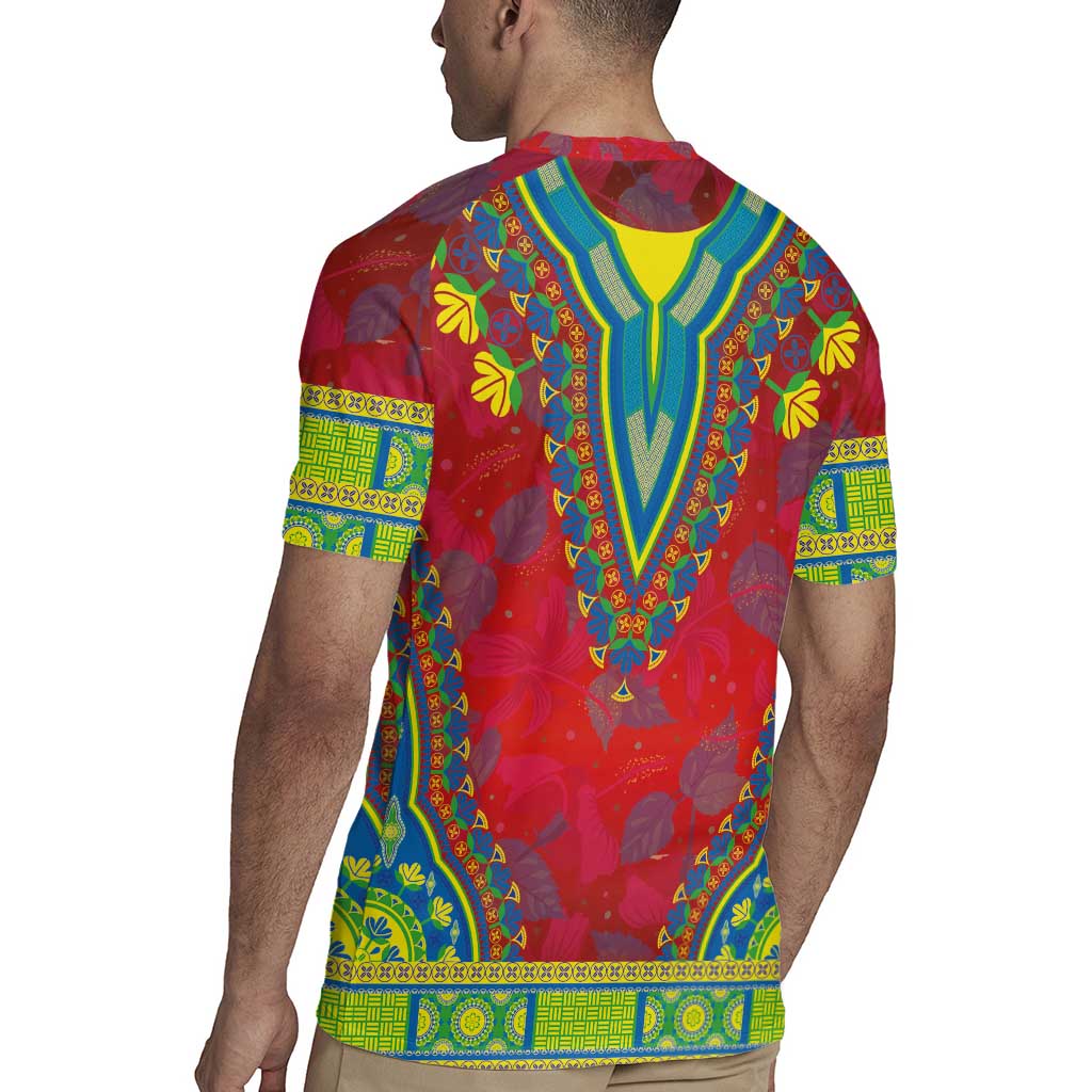 Haiti Choeblack Dashiki Style Rugby Jersey Red Color