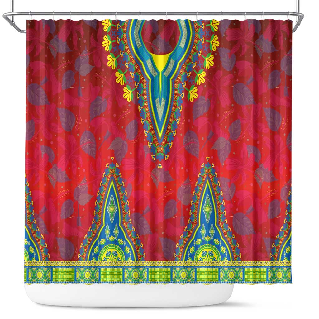 Haiti Choeblack Dashiki Style Shower Curtain Red Color