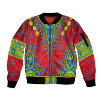 Haiti Choeblack Dashiki Style Sleeve Zip Bomber Jacket Red Color