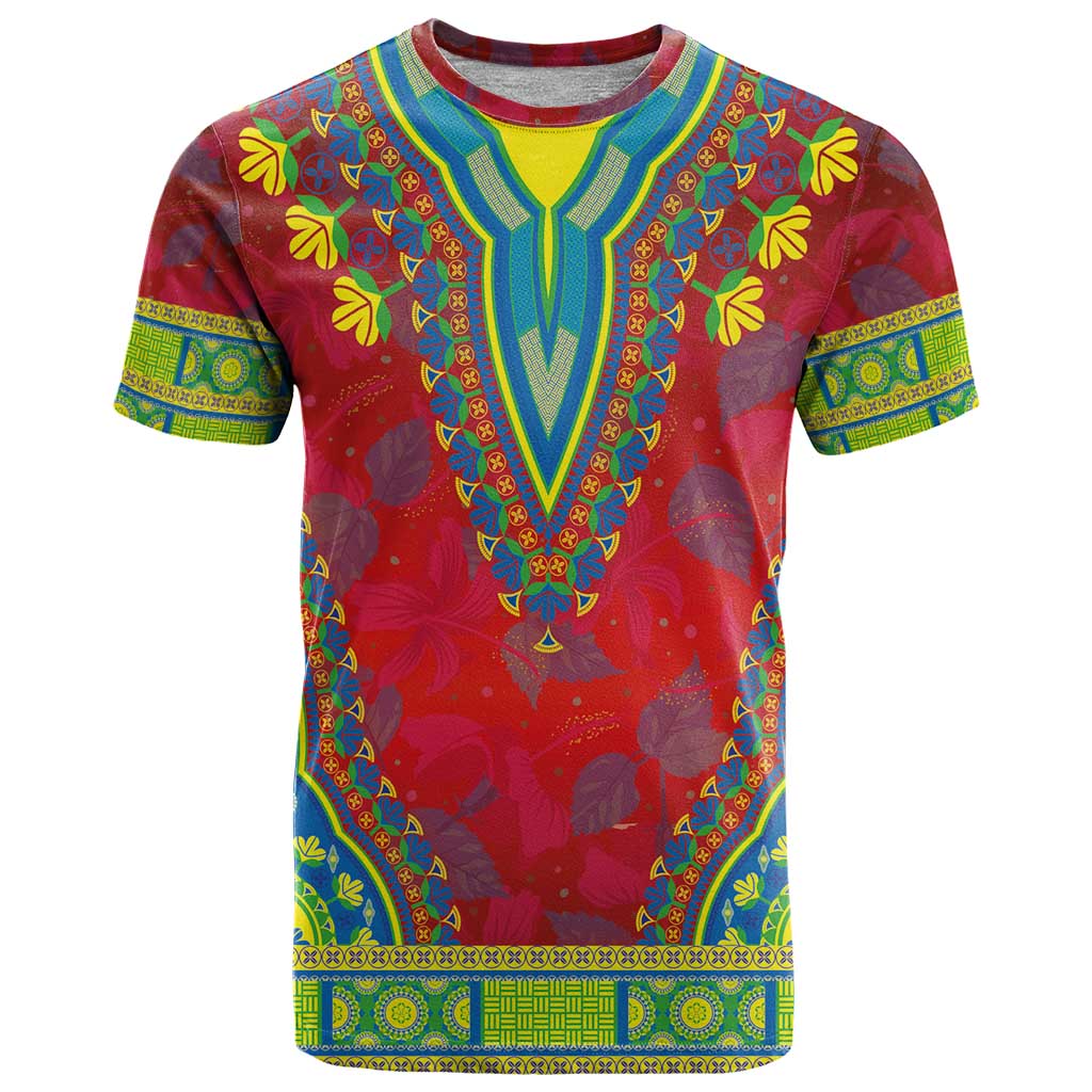 Haiti Choeblack Dashiki Style T Shirt Red Color
