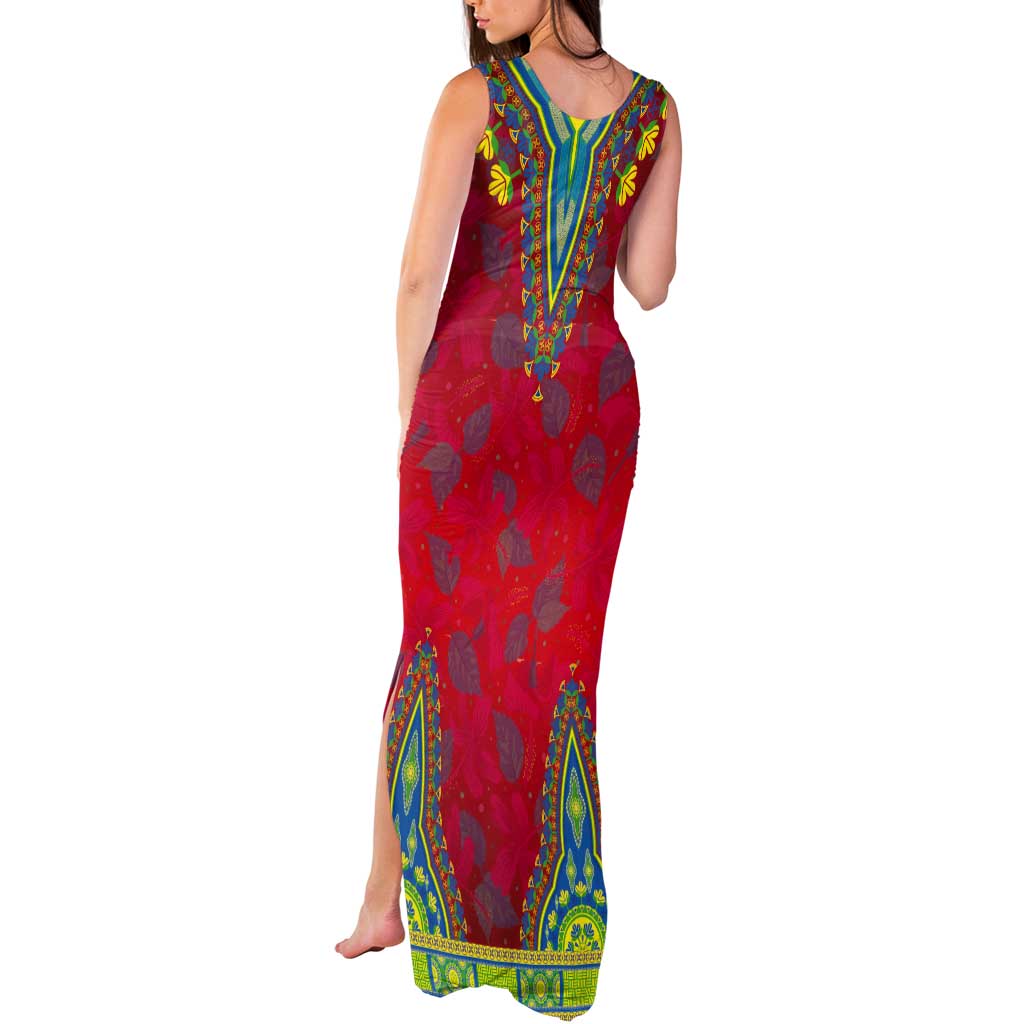 Haiti Choeblack Dashiki Style Tank Maxi Dress Red Color