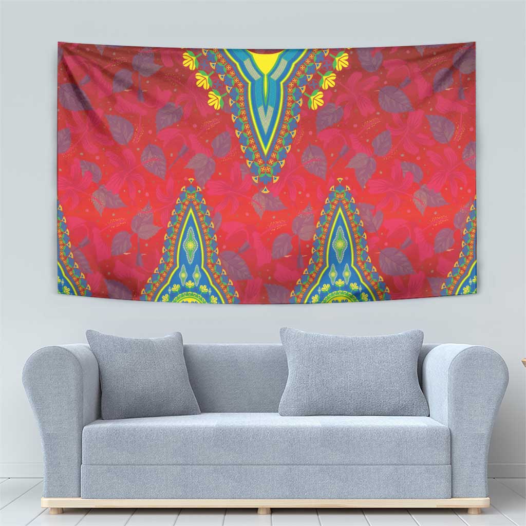Haiti Choeblack Dashiki Style Tapestry Red Color