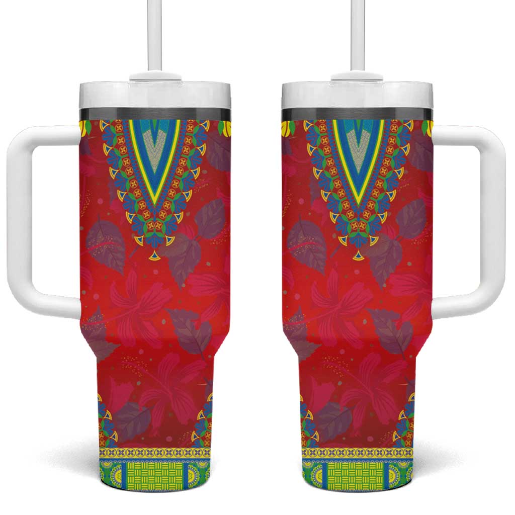 Haiti Choeblack Dashiki Style Tumbler With Handle Red Color