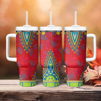 Haiti Choeblack Dashiki Style Tumbler With Handle Red Color