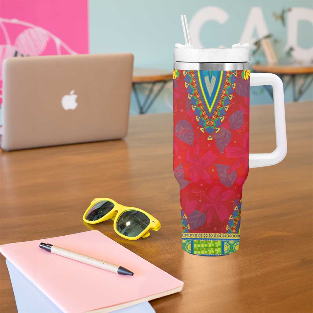 Haiti Choeblack Dashiki Style Tumbler With Handle Red Color