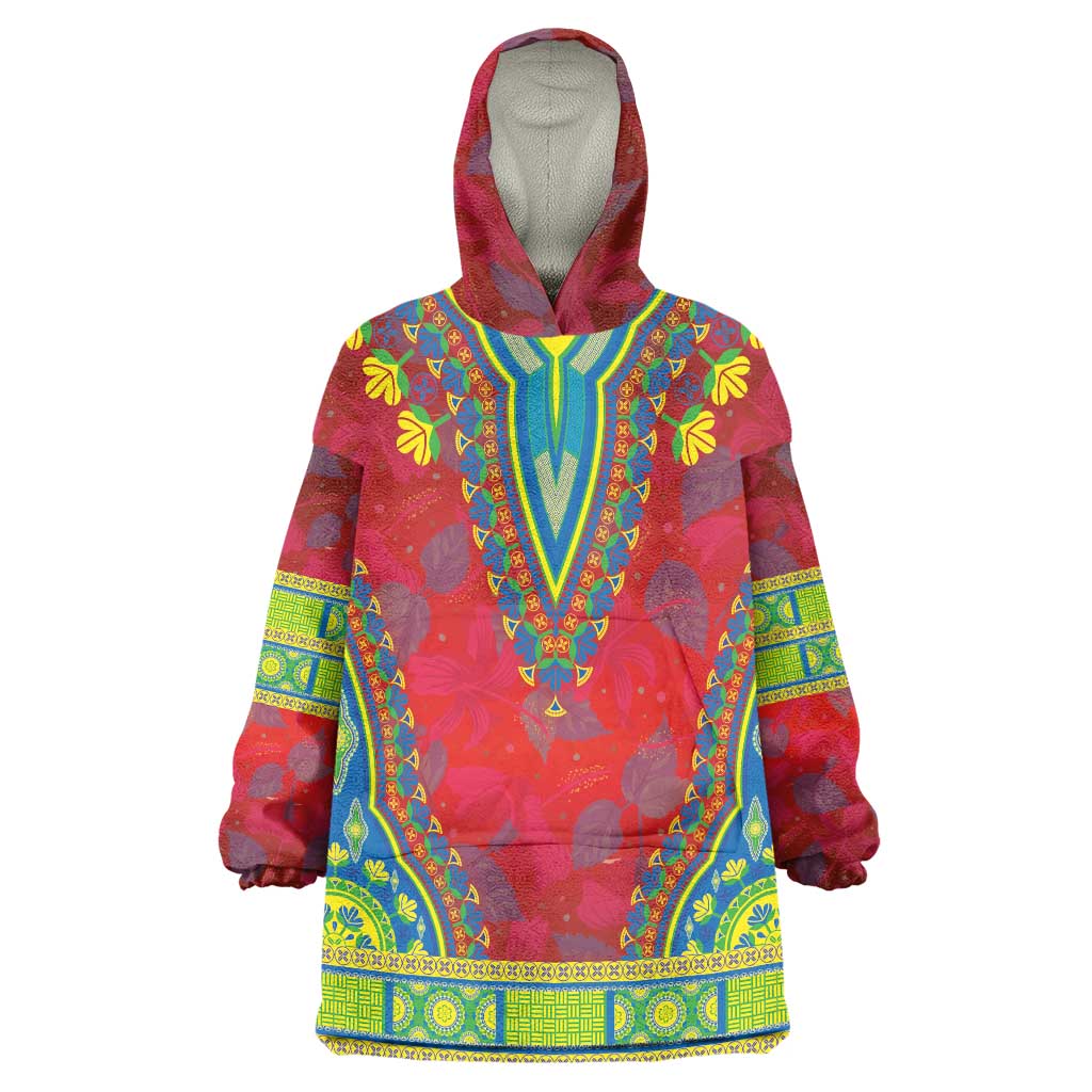Haiti Choeblack Dashiki Style Wearable Blanket Hoodie Red Color