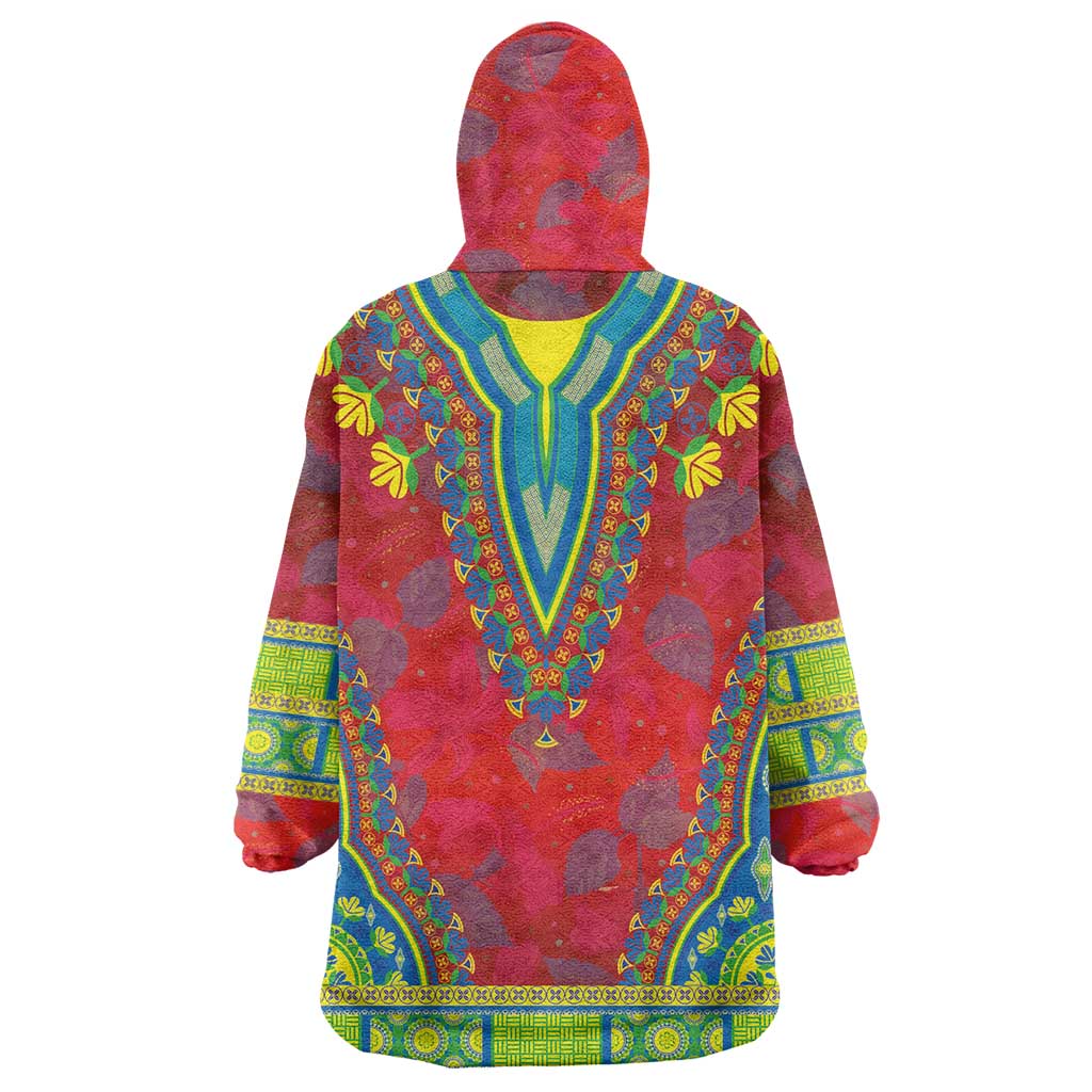 Haiti Choeblack Dashiki Style Wearable Blanket Hoodie Red Color