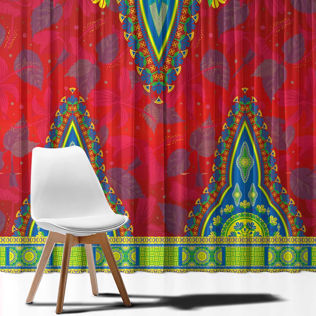 Haiti Choeblack Dashiki Style Window Curtain Red Color