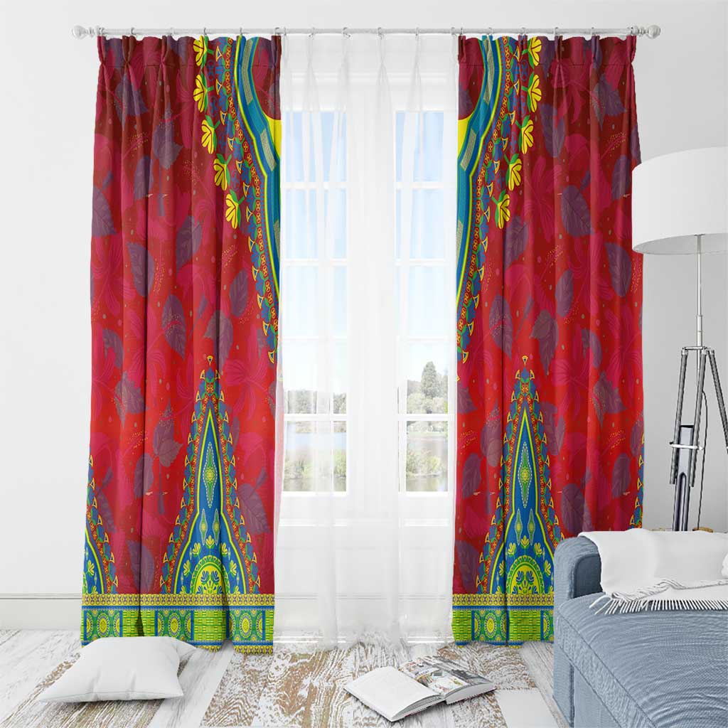 Haiti Choeblack Dashiki Style Window Curtain Red Color