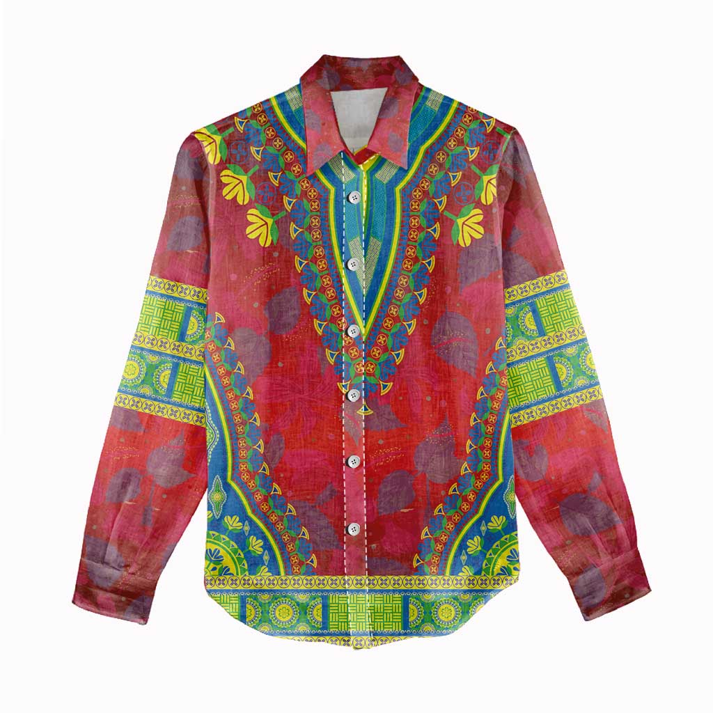 Haiti Choeblack Dashiki Style Women Casual Shirt Red Color
