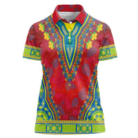 Haiti Choeblack Dashiki Style Women Polo Shirt Red Color