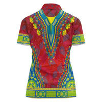 Haiti Choeblack Dashiki Style Women Polo Shirt Red Color