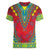 Haiti Choeblack Dashiki Style Women V-Neck T-Shirt Red Color