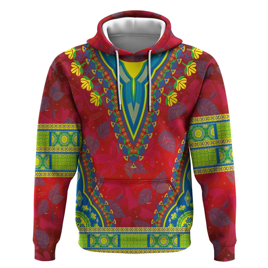 Haiti Choeblack Dashiki Style Zip Hoodie Red Color