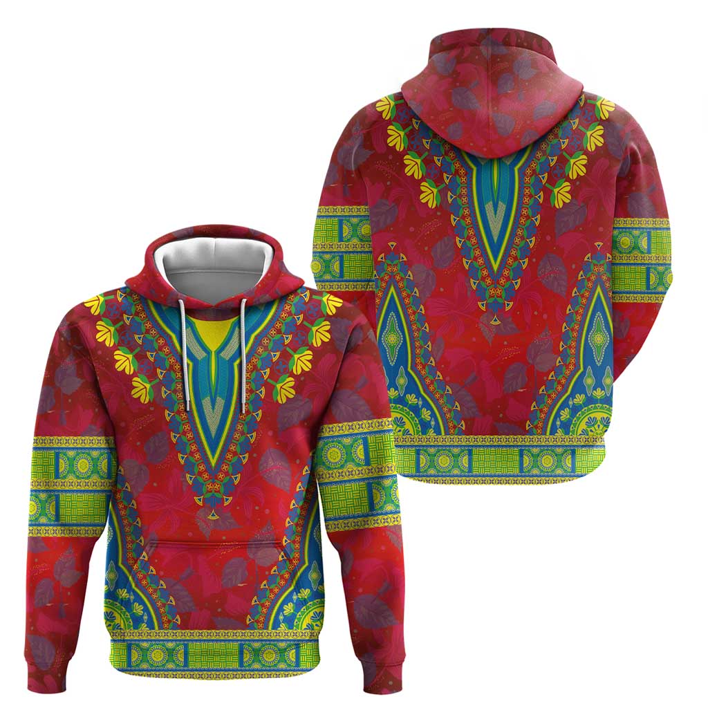 Haiti Choeblack Dashiki Style Zip Hoodie Red Color