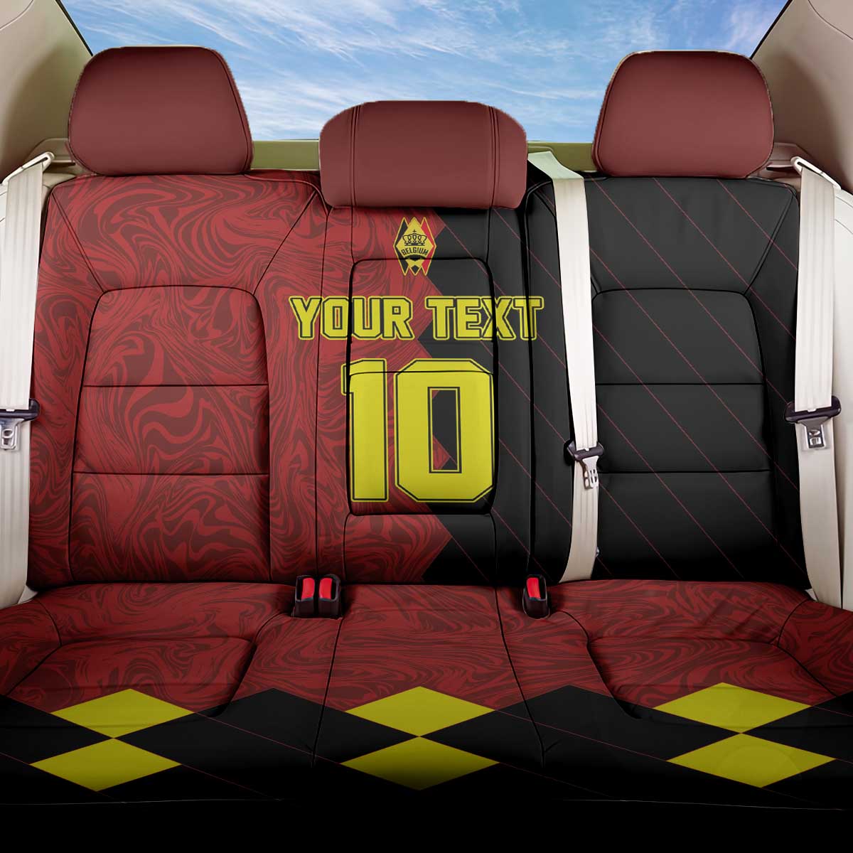 Custom Belgium Football 2024 Go Champion Back Car Seat Cover - Wonder Print Shop