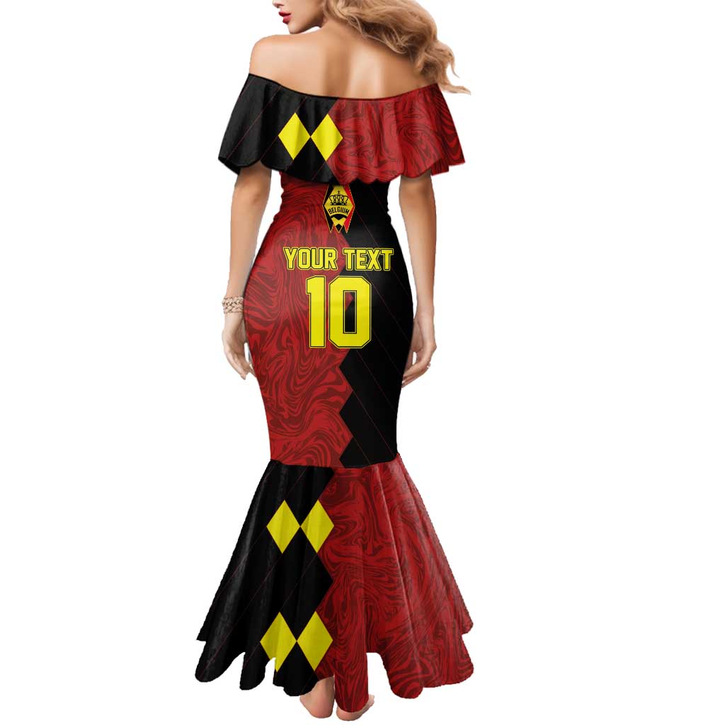 Custom Belgium Football 2024 Go Champion Family Matching Mermaid Dress and Hawaiian Shirt - Wonder Print Shop
