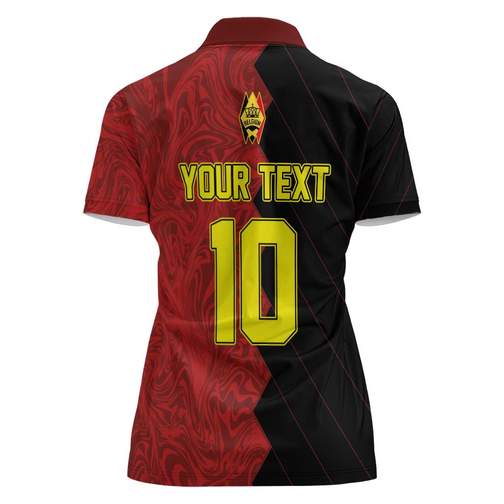 Custom Belgium Football 2024 Go Champion Women Polo Shirt - Wonder Print Shop