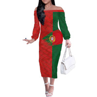 Custom Portugal Football 2024 Go Champion Family Matching Off The Shoulder Long Sleeve Dress and Hawaiian Shirt - Wonder Print Shop