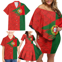 Custom Portugal Football 2024 Go Champion Family Matching Off Shoulder Short Dress and Hawaiian Shirt - Wonder Print Shop