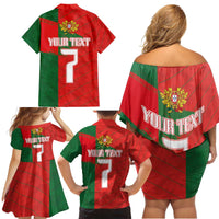 Custom Portugal Football 2024 Go Champion Family Matching Off Shoulder Short Dress and Hawaiian Shirt - Wonder Print Shop