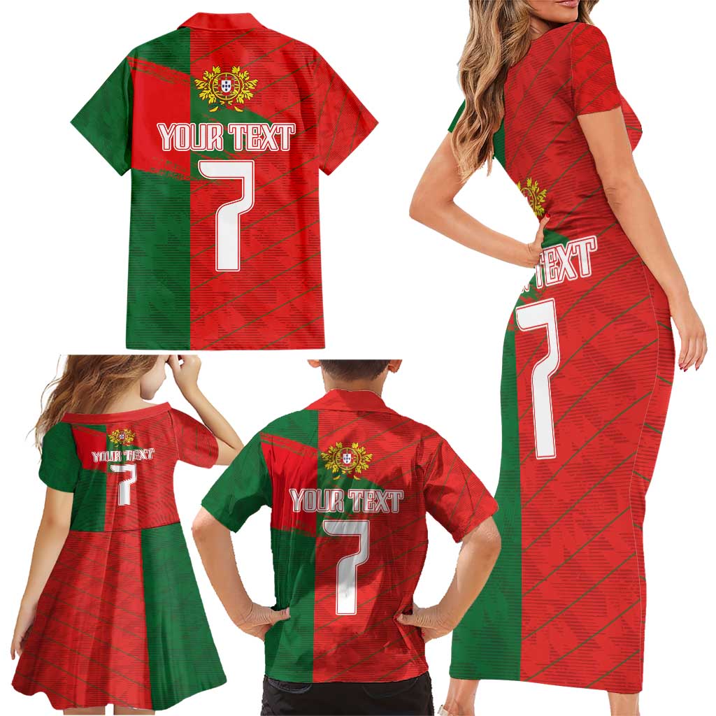 Custom Portugal Football 2024 Go Champion Family Matching Short Sleeve Bodycon Dress and Hawaiian Shirt - Wonder Print Shop