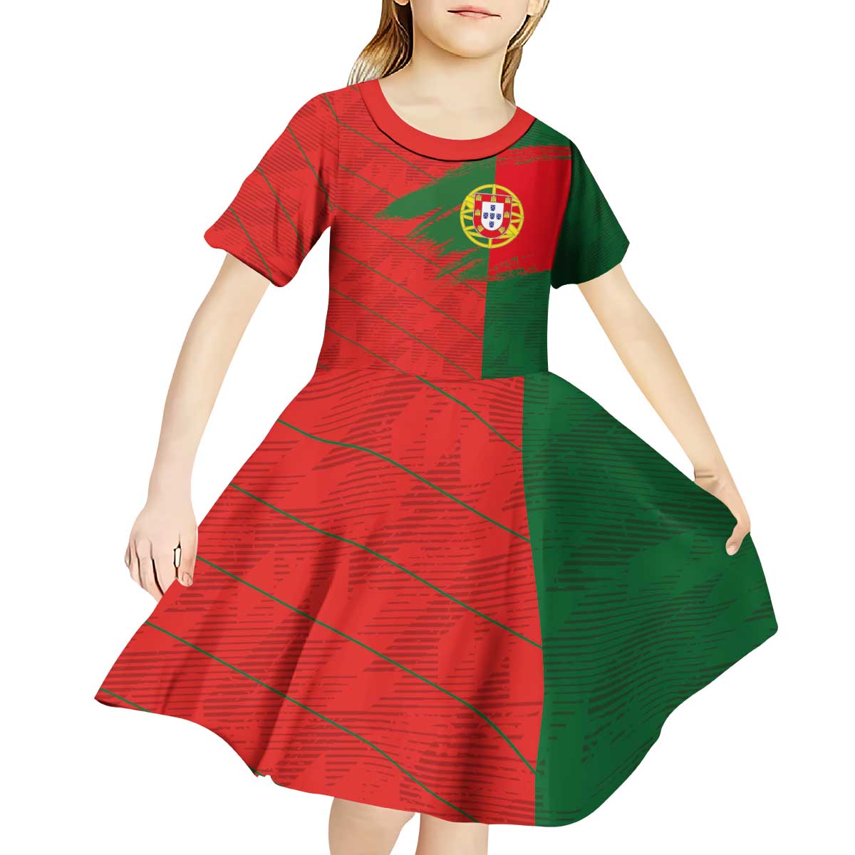 Custom Portugal Football 2024 Go Champion Kid Short Sleeve Dress - Wonder Print Shop