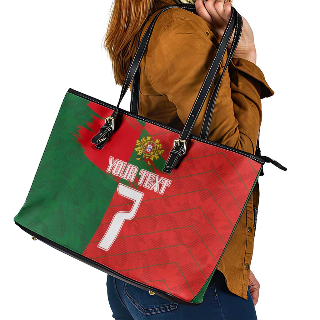 Custom Portugal Football 2024 Go Champion Leather Tote Bag - Wonder Print Shop