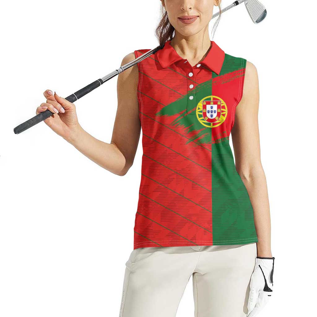 Custom Portugal Football 2024 Go Champion Women Sleeveless Polo Shirt - Wonder Print Shop
