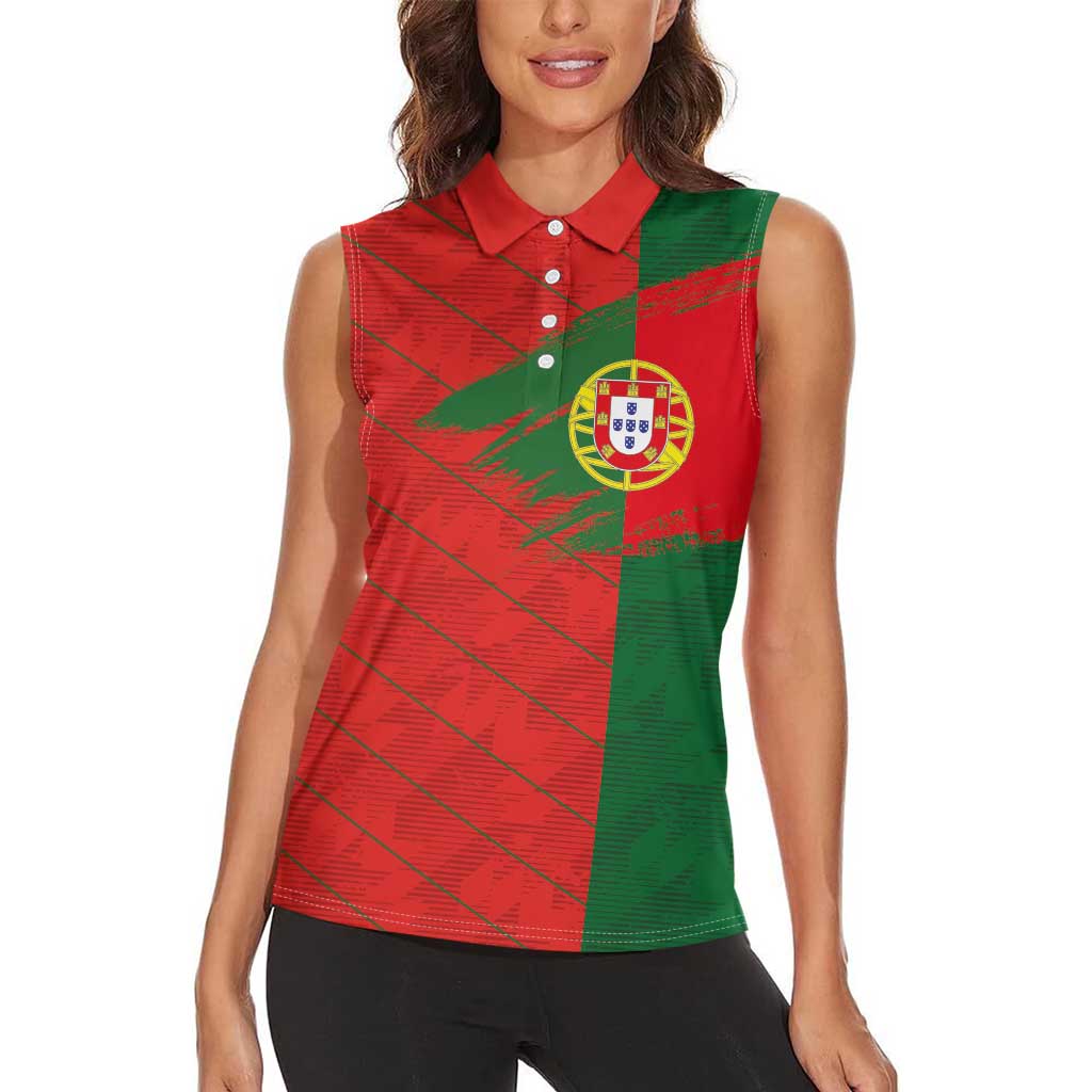Custom Portugal Football 2024 Go Champion Women Sleeveless Polo Shirt - Wonder Print Shop