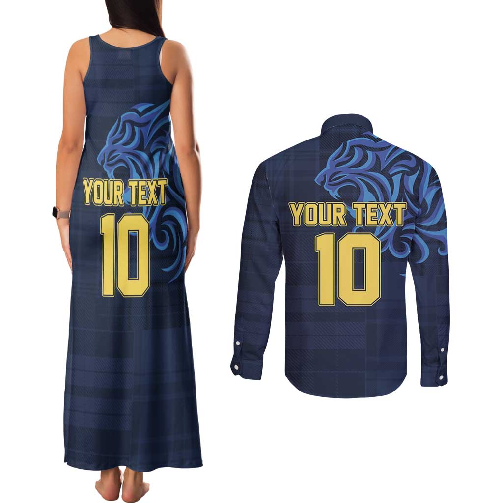 Custom Scotland Football 2024 Go Champion Couples Matching Tank Maxi Dress and Long Sleeve Button Shirt - Wonder Print Shop
