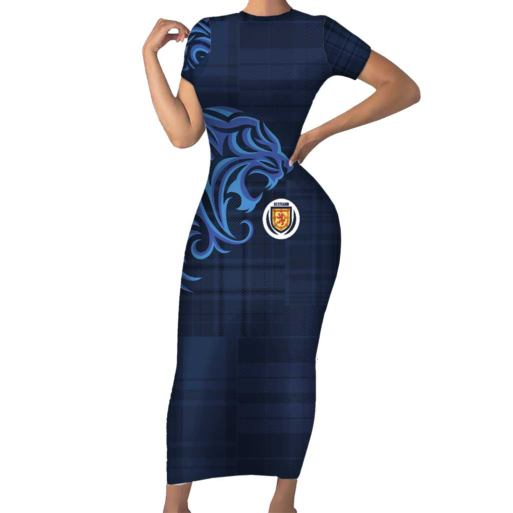 Custom Scotland Football 2024 Go Champion Short Sleeve Bodycon Dress - Wonder Print Shop