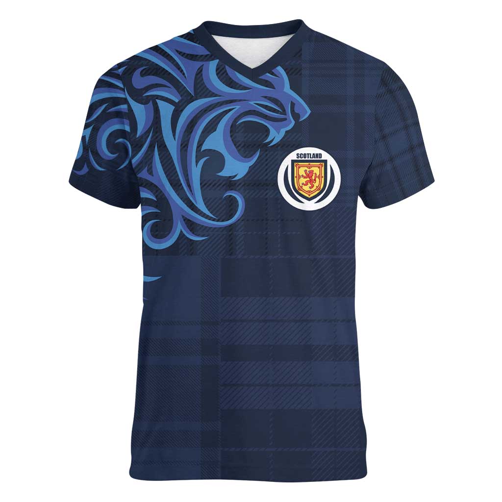 Custom Scotland Football 2024 Go Champion Women V-Neck T-Shirt - Wonder Print Shop