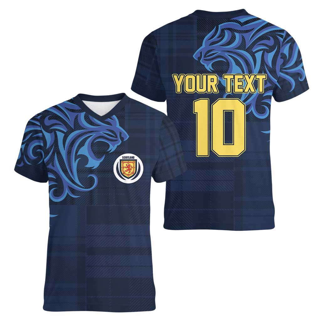 Custom Scotland Football 2024 Go Champion Women V-Neck T-Shirt - Wonder Print Shop